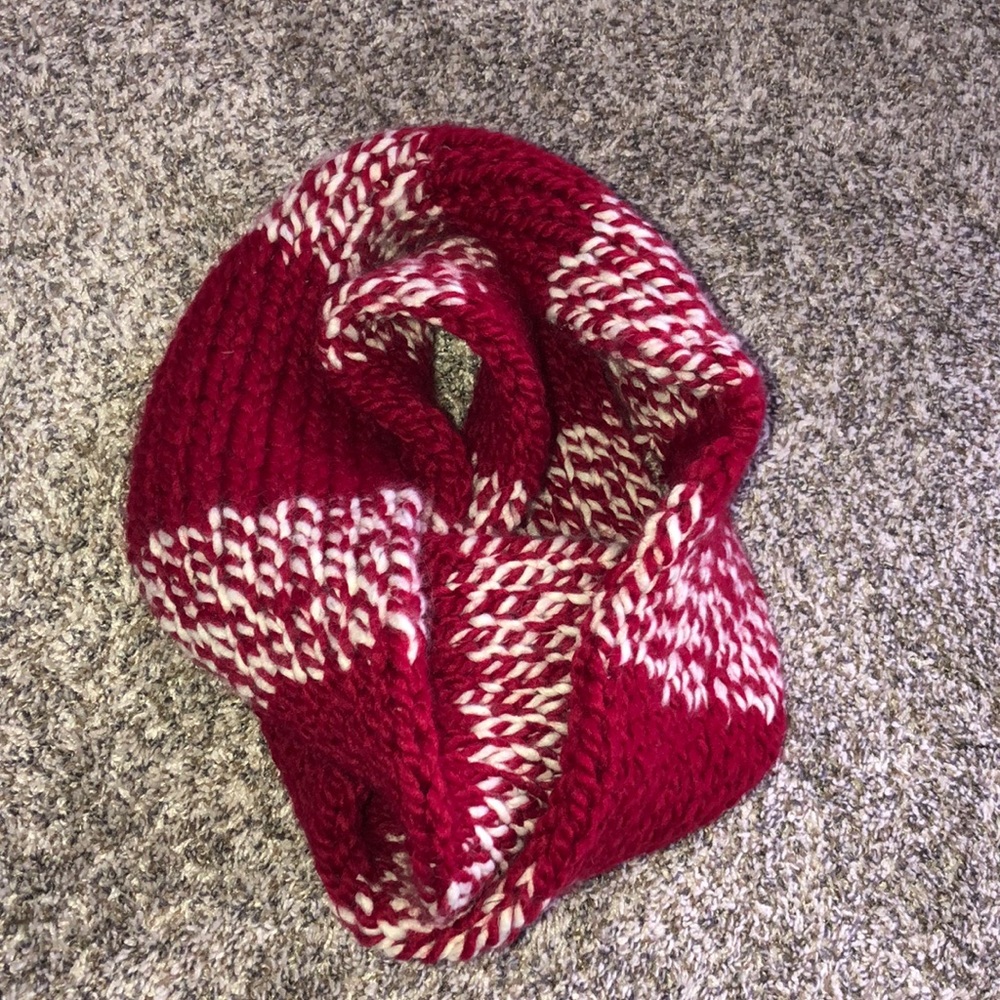 Red Hand Knit Red Infinity Scarf